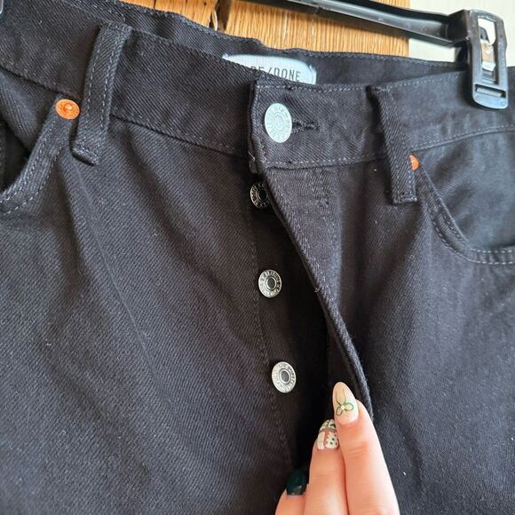 Re/Done 184-3WSTV27 Stove Pipe High-Rise Straight Jeans Black Size 29 - Picture 6 of 10